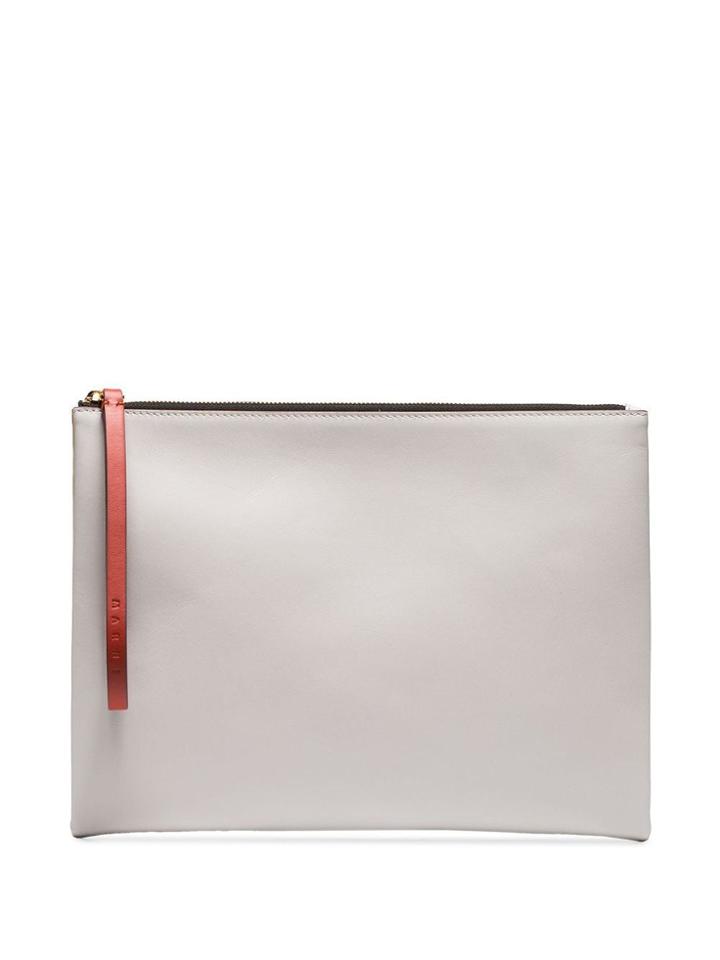 Marni Mustard And White Leather Pouch - Brown