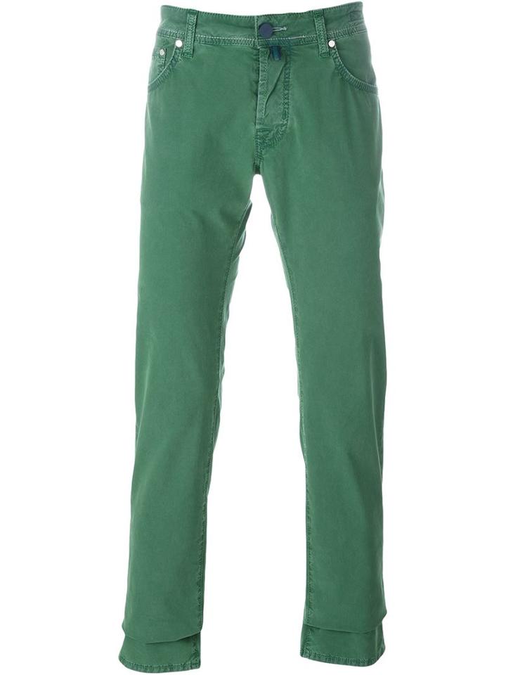 Jacob Cohen Straight Leg Chinos, Men's, Size: 34, Green, Cotton/spandex/elastane