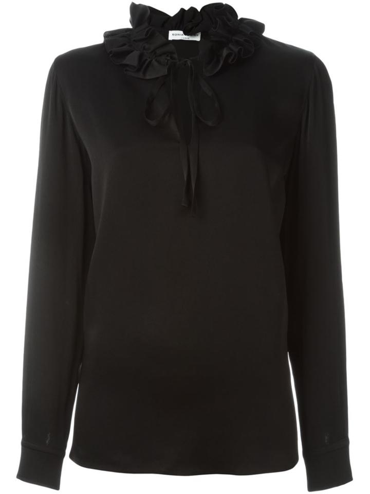 Sonia Rykiel Ruffled Collar Longsleeved Blouse, Women's, Size: 36, Black, Viscose/acetate