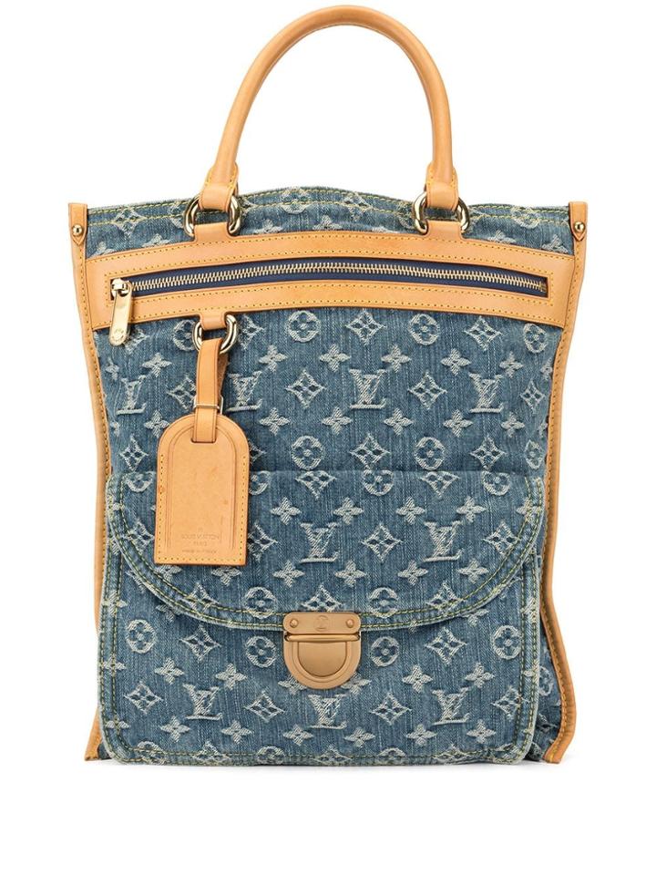 Louis Vuitton Pre-owned Logo Denim Tote Bag - Blue