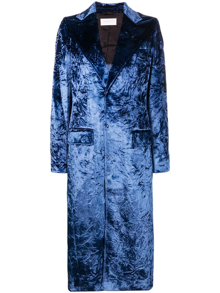 Esteban Cortazar Tailored Crushed Velvet Coat - Blue