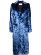 Esteban Cortazar Tailored Crushed Velvet Coat - Blue