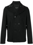 Valentino 'rockstud' Peacoat, Men's, Size: 50, Black, Cotton/linen/flax/wool