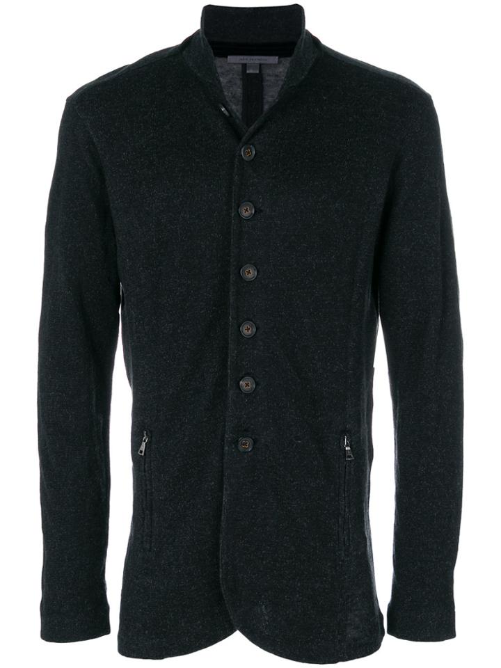 John Varvatos Buttoned Knit Jacket - Grey