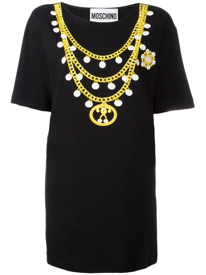 Moschino Chain Print T-shirt Dress - Black