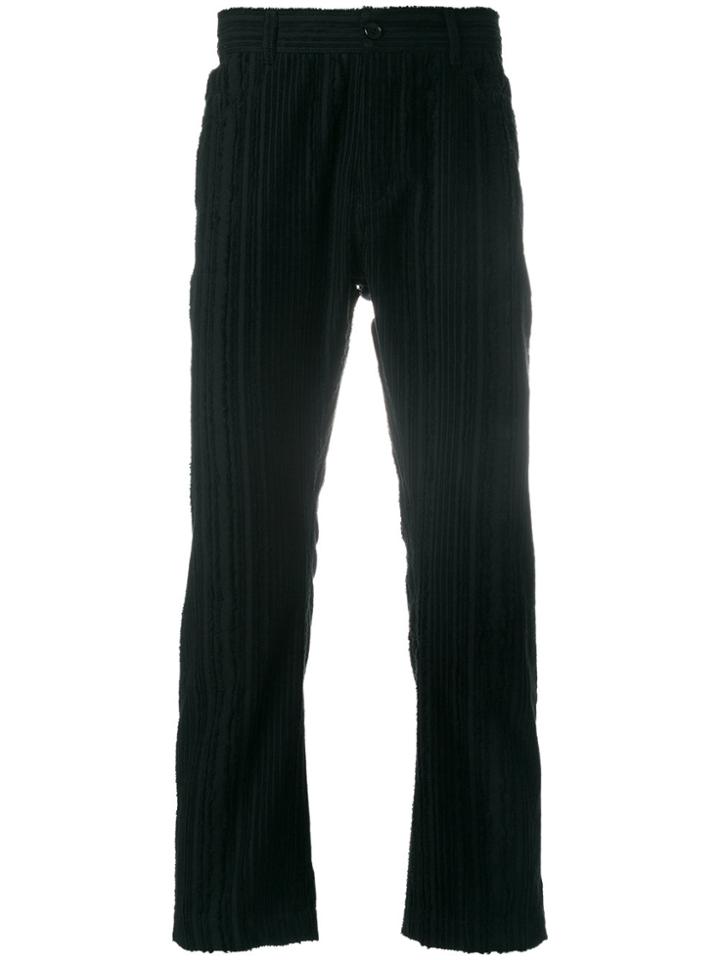 Ann Demeulemeester Striped Cropped Trousers - Black