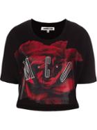 Mcq Alexander Mcqueen Rose Print Cropped T-shirt