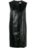 Msgm Crocodile Effect Short Dress - Black