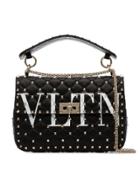 Valentino Black Vltn Rockstud Spike Leather Shoulder Bag