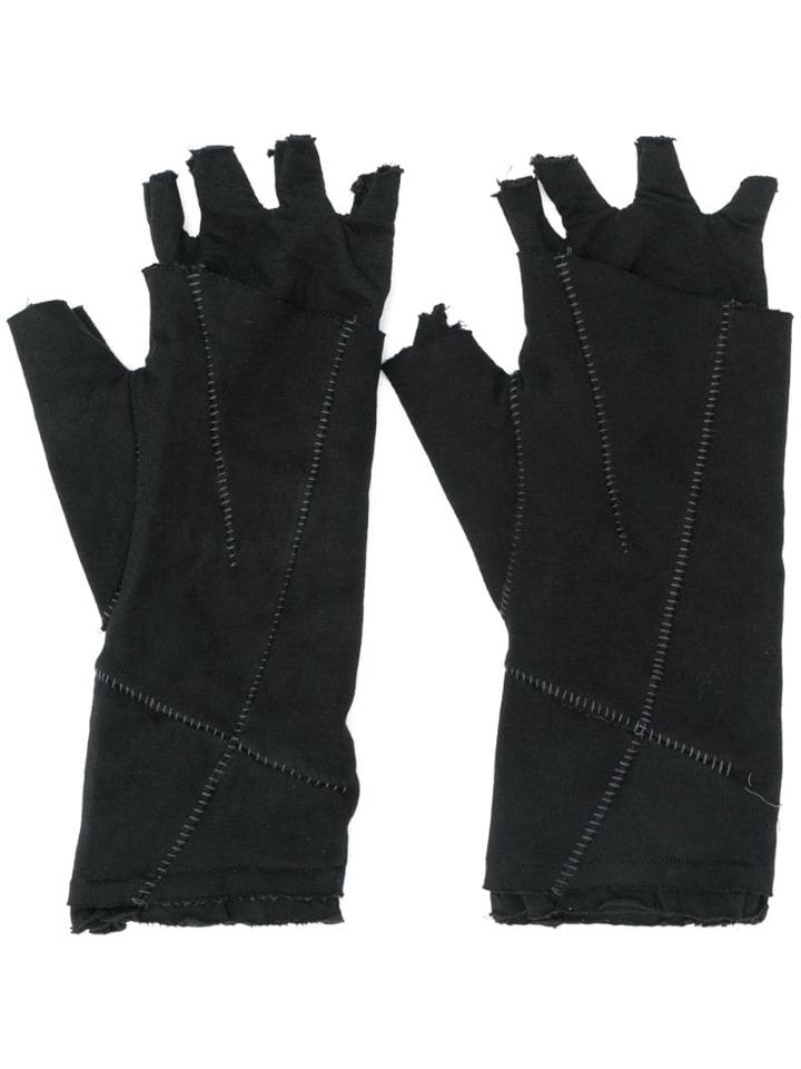 Thom Krom Fingerless Distressed Gloves - Black
