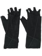 Thom Krom Fingerless Distressed Gloves - Black