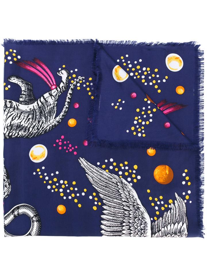 Gucci - Space Animals Print Scarf - Men - Silk - One Size, Blue, Silk