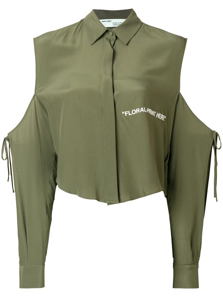 Off-white Cropped Shirt - Green