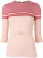 Miu Miu Belted Knitted Jumper - Pink & Purple