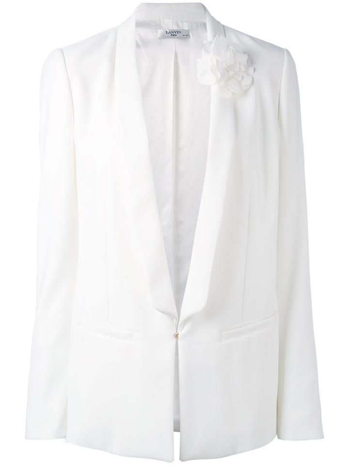 Lanvin - Floral Pin Blazer - Women - Silk/polyester/cupro - 40, White, Silk/polyester/cupro
