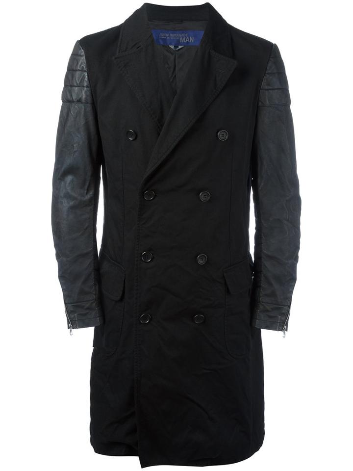 Junya Watanabe Comme Des Garçons Man Double Breasted Coat, Men's, Size: Medium, Black, Cotton/polyester/polyurethane Resin