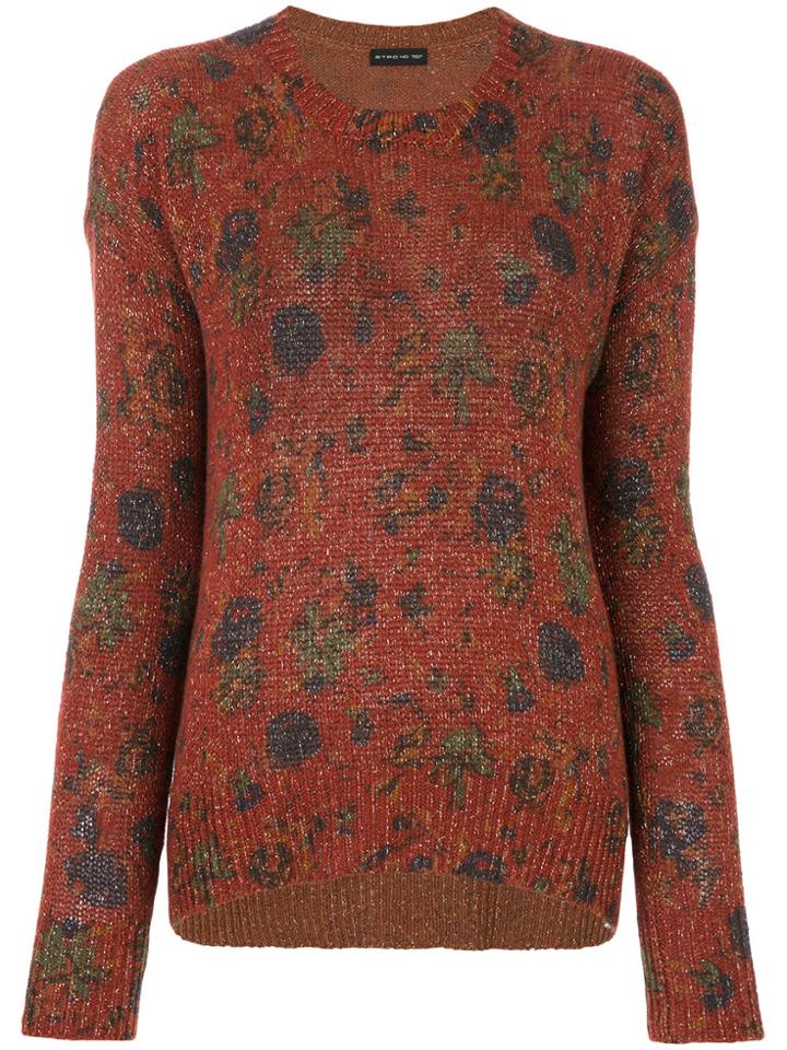 Etro Patterned Crew Neck Sweater - Red
