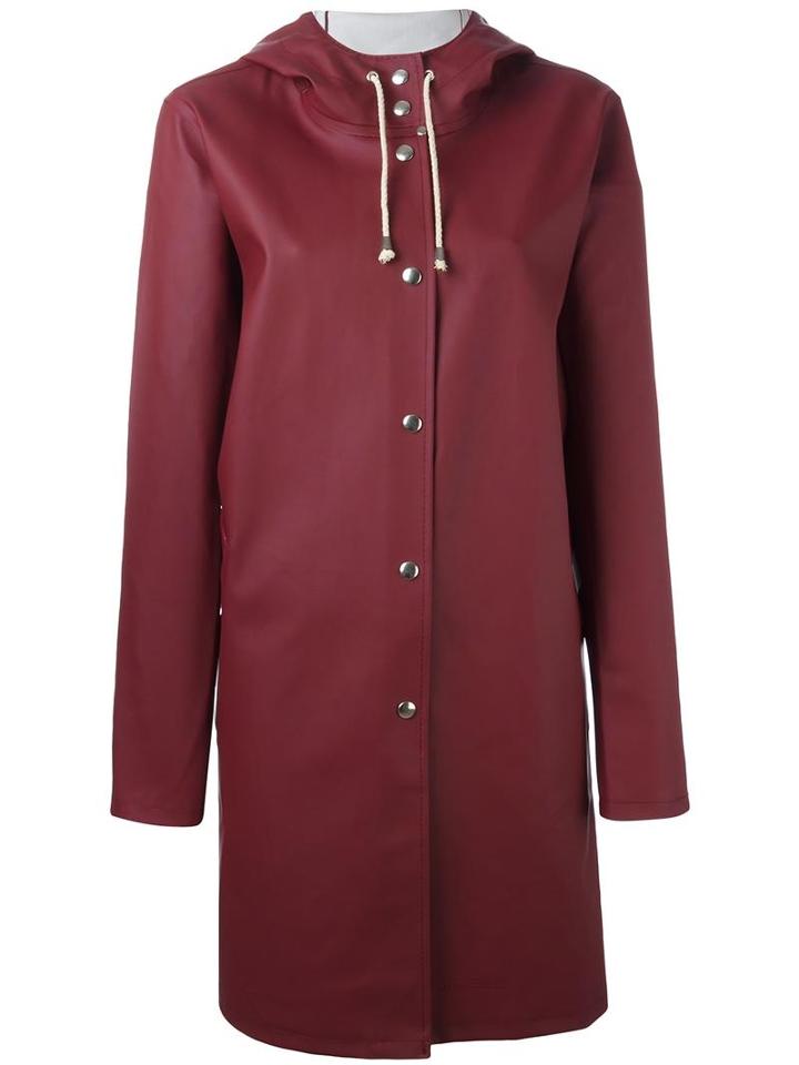 Stutterheim 'mosebacke' Raincoat, Women's, Size: Small, Red, Pvc/cotton/polyester