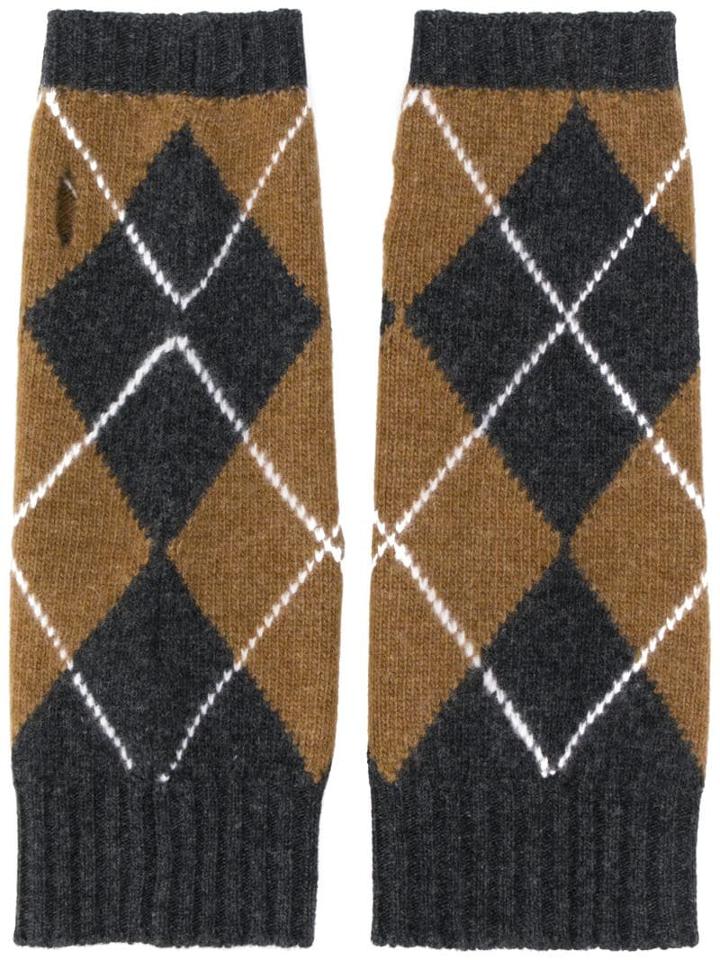 Pringle Of Scotland Argyle Print Gloves - Grey