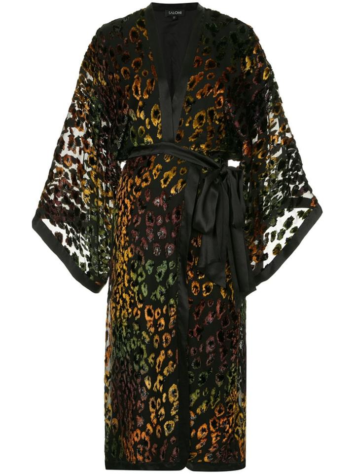 Saloni Rainbow Leopard Dress - Black