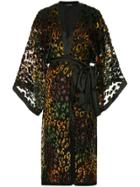 Saloni Rainbow Leopard Dress - Black