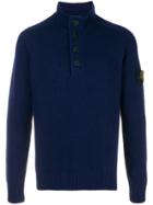 Stone Island Turtle-neck Fitted Sweater - Blue