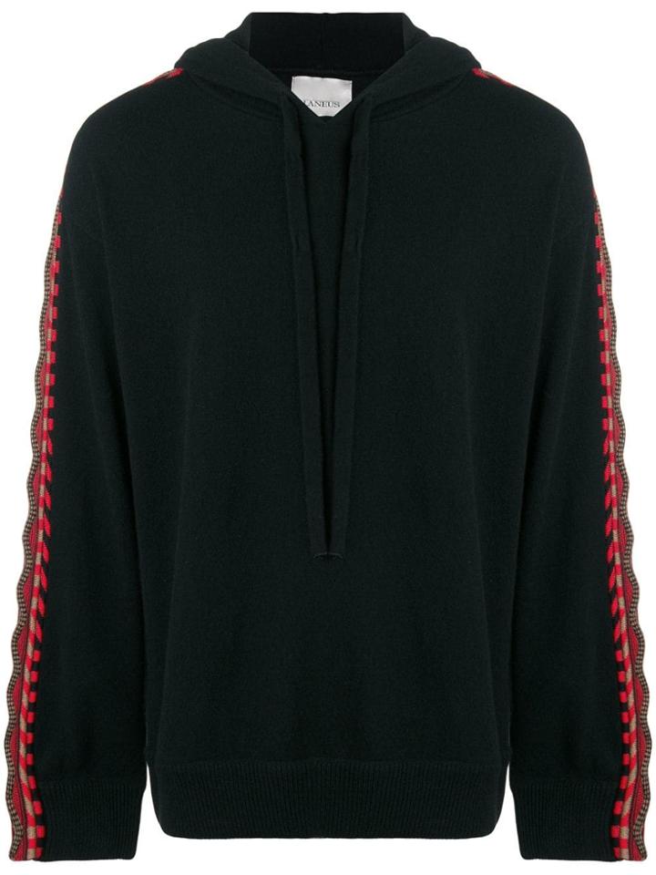 Laneus Contrast Detail Hoodie - Black