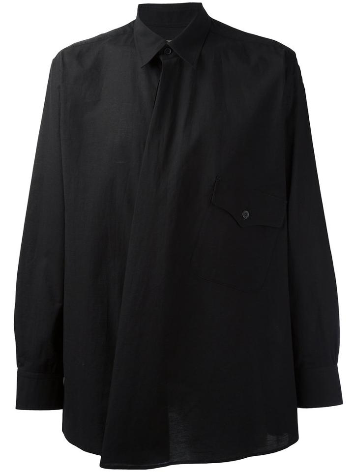 Yohji Yamamoto - Asymmetric Shirt - Men - Cotton/linen/flax - 4, Black, Cotton/linen/flax