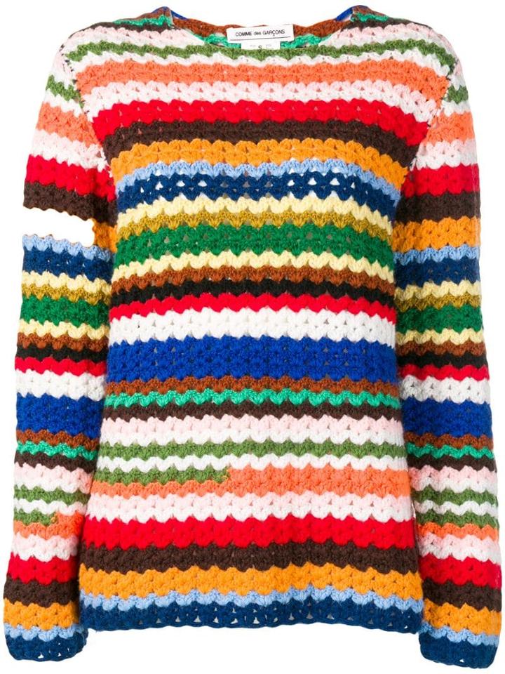 Comme Des Garçons Pre-owned Striped Jumper - Blue