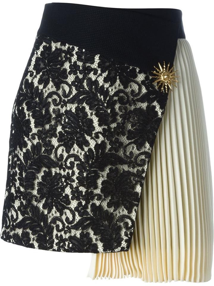 Fausto Puglisi Lace Panel Pleated Skirt