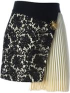 Fausto Puglisi Lace Panel Pleated Skirt