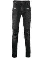 Balmain Biker Skinny Jeans - Black