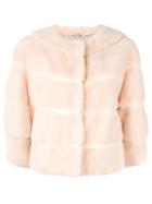 Yves Salomon Three-quarters Sleeve Jacket, Women's, Size: 36, Pink/purple, Mink Fur/goat Skin/silk/polyester