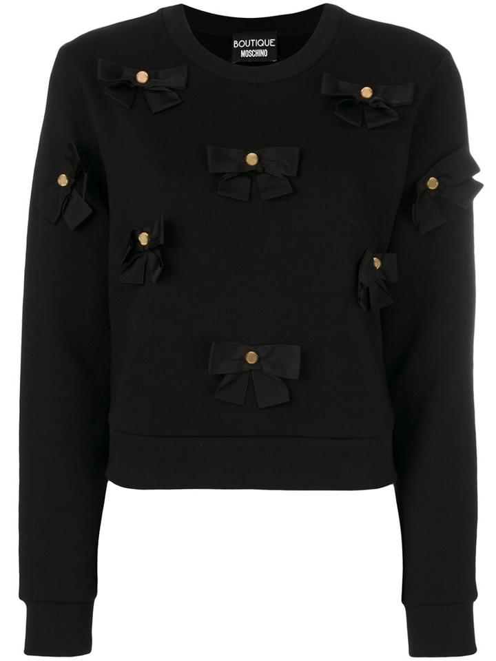 Boutique Moschino - Bows Applique Sweatshirt - Women - Cotton - 38, Black, Cotton