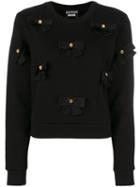 Boutique Moschino - Bows Applique Sweatshirt - Women - Cotton - 38, Black, Cotton