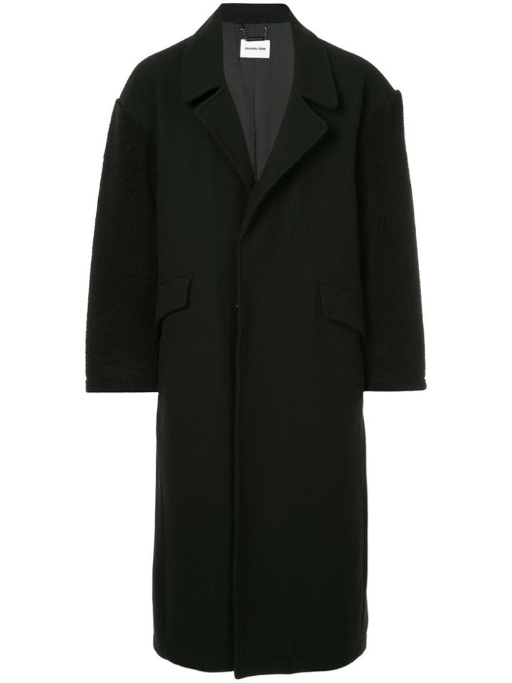 Monkey Time Long Single-breasted Coat - Black