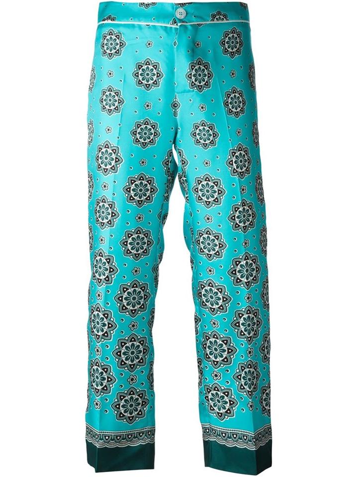 For Restless Sleepers Floral Print Trousers, Women's, Size: Xs, Blue, Silk