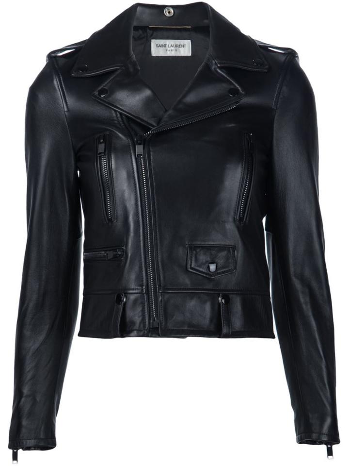 Saint Laurent Classic Motorcycle Jacket, Women's, Size: 42, Black, Lamb Skin/cupro/cotton