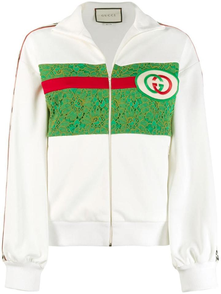 Gucci Lace Panel Logo Track Jacket - White
