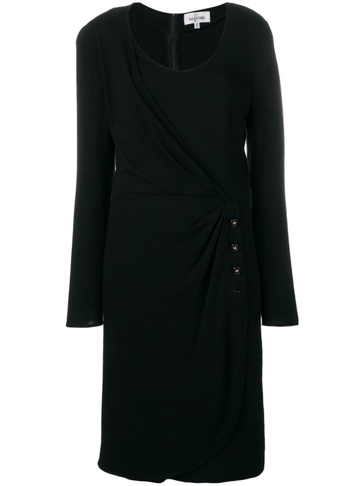 Valentino Vintage Buttoned Wrap Detail Dress - Black