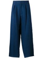 Yohji Yamamoto Cropped Tuck Pants, Men's, Size: 2, Blue, Linen/flax
