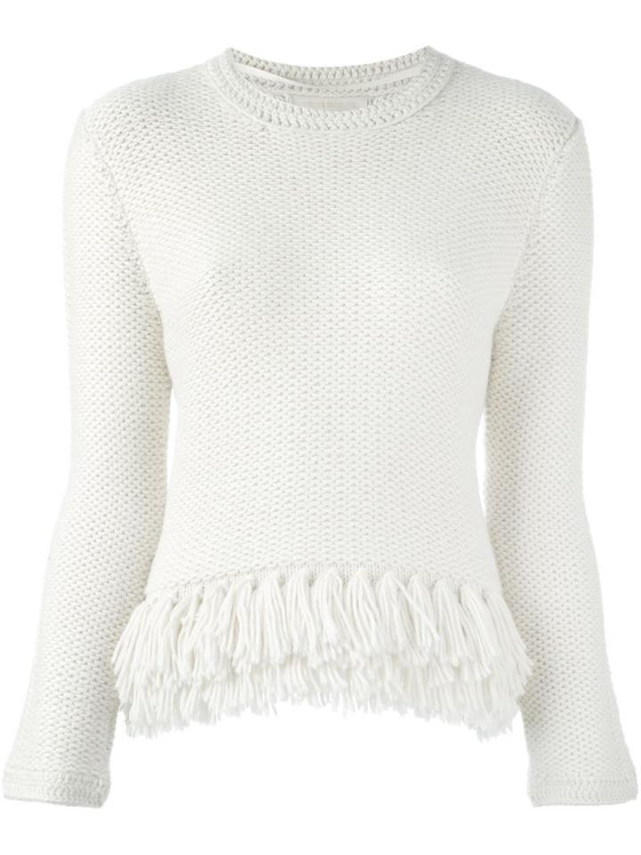 Vanessa Bruno Frayed Jumper, Women's, Size: Medium, White, Alpaca