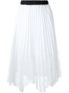 Loveless Lace Panel Pleated Skirt, Women's, White, Polyester