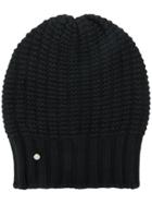 Emporio Armani Logo Cable-knit Beanie Hat - Black