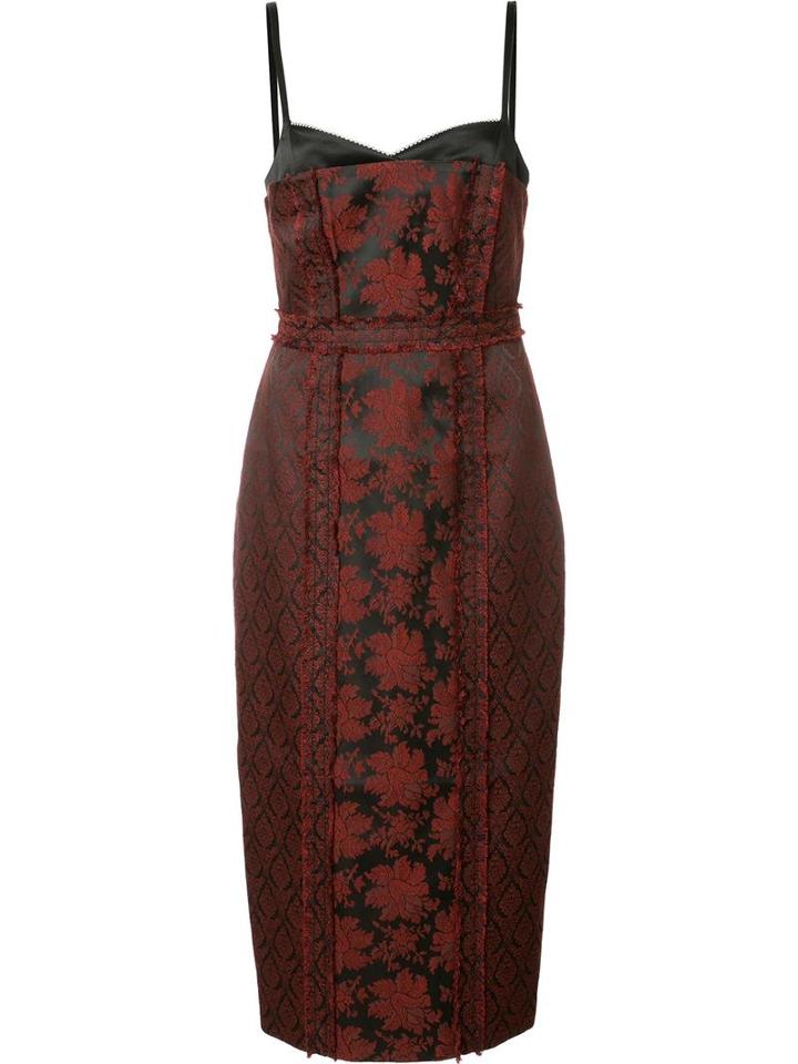 Cinq A Sept Floral Jacquard Midi Dress, Women's, Size: 8, Red, Polyester/viscose/polyimide