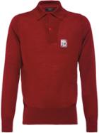 Prada Wool Polo Shirt With Intarsia Logo - Red