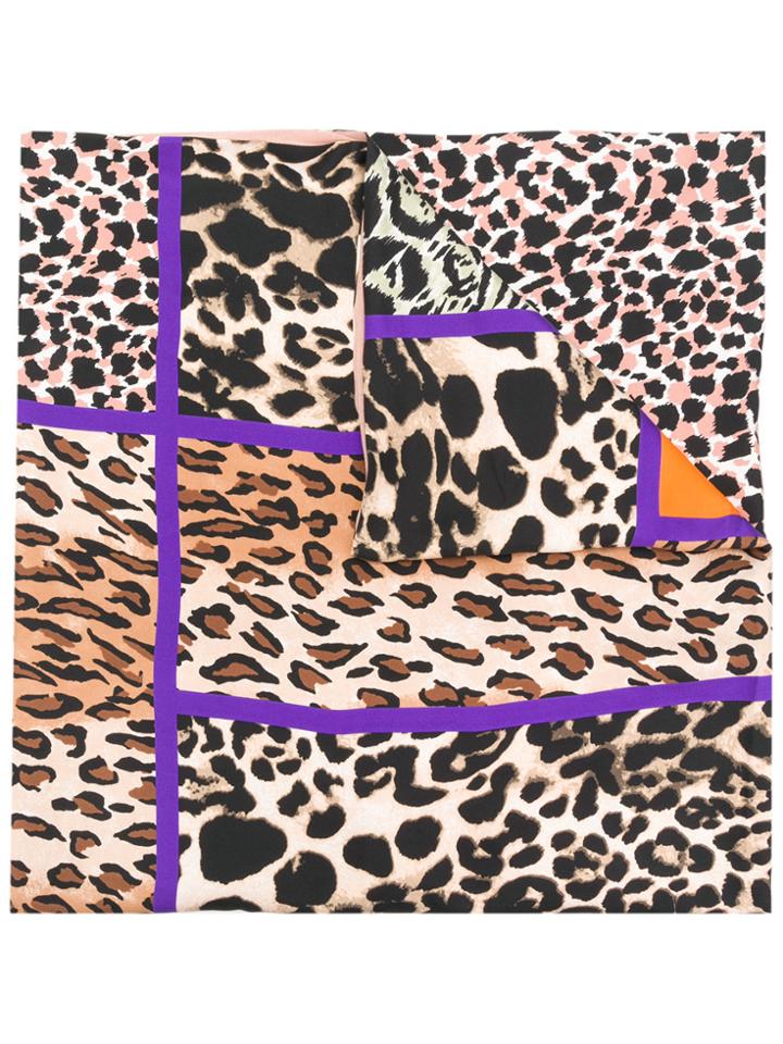 Pierre-louis Mascia Contrast Leopard Print Scarf - Brown