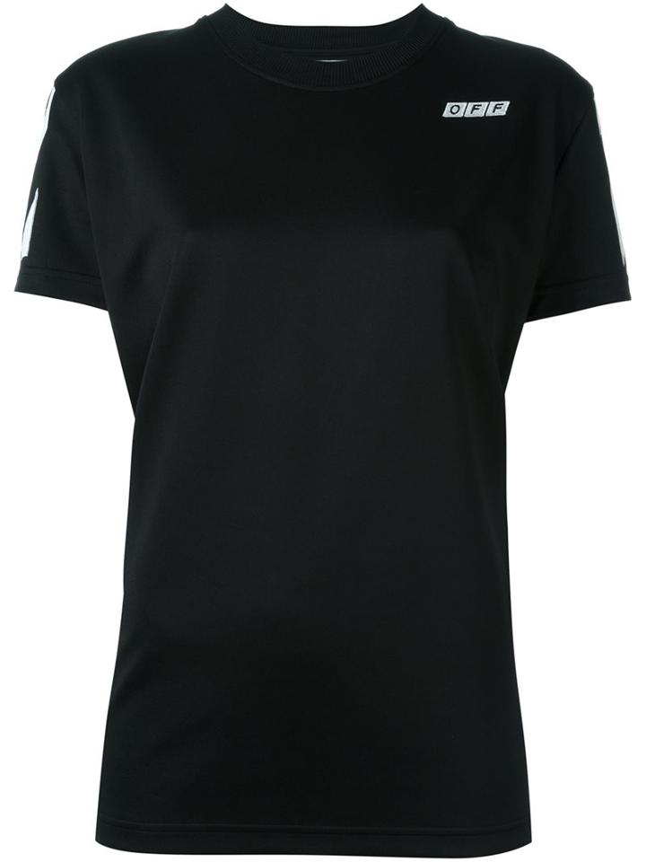 Off-white Embroidered Logo T-shirt, Women's, Size: Xs, Black, Cotton/polyester/viscose