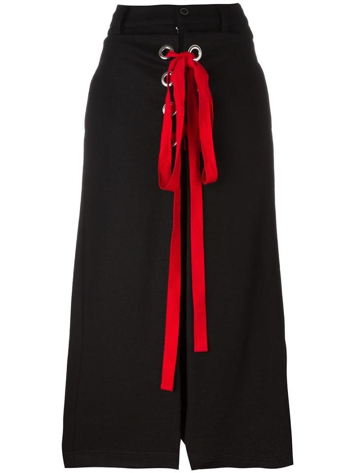 Nocturne #22 - Red Lace Front Trousers - Women - Wool - S, Women's, Black, Wool