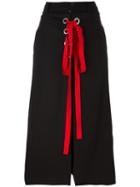Nocturne #22 - Red Lace Front Trousers - Women - Wool - S, Women's, Black, Wool